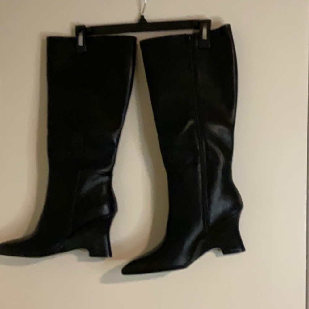 Worthington Black Heeled Boots Knee-High